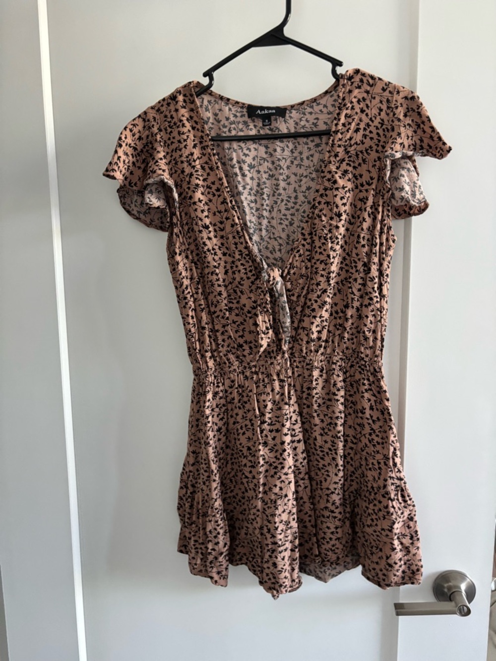Dusty Rose Floral Tie-Front Romper